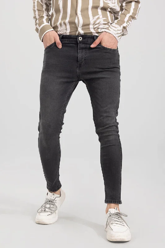 men's tailored pants-Tone Charcoal Black Skinny Jeans