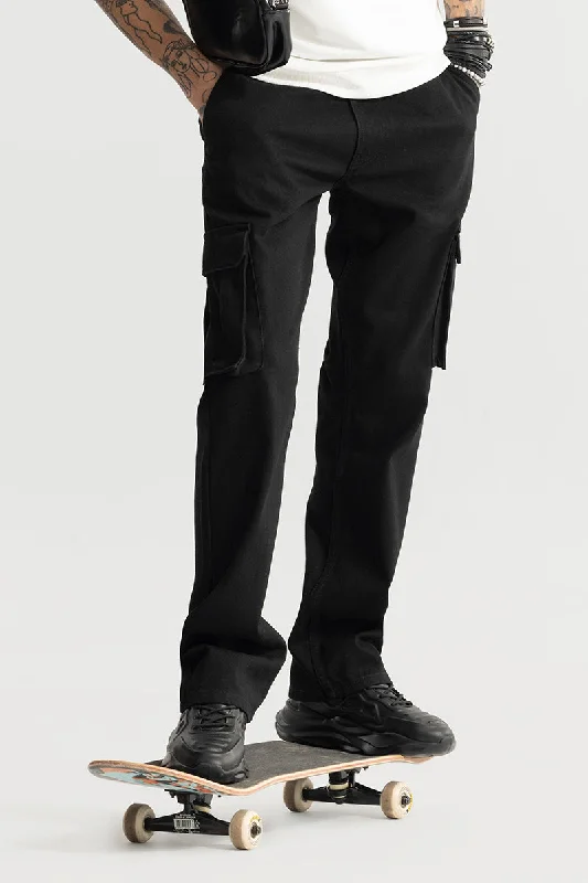 men's chino pants-Stego Black Straight Fit Jeans