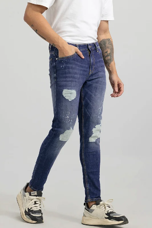 men's cropped pants-Drift Shaded Blue Skinny Jeans