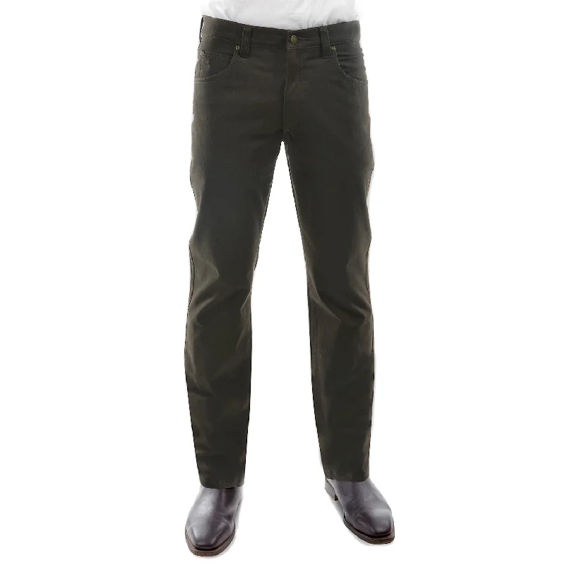 men's durable trousers-Thomas Cook Men's Stretch Moleskin Regular Fit Dark Khaki