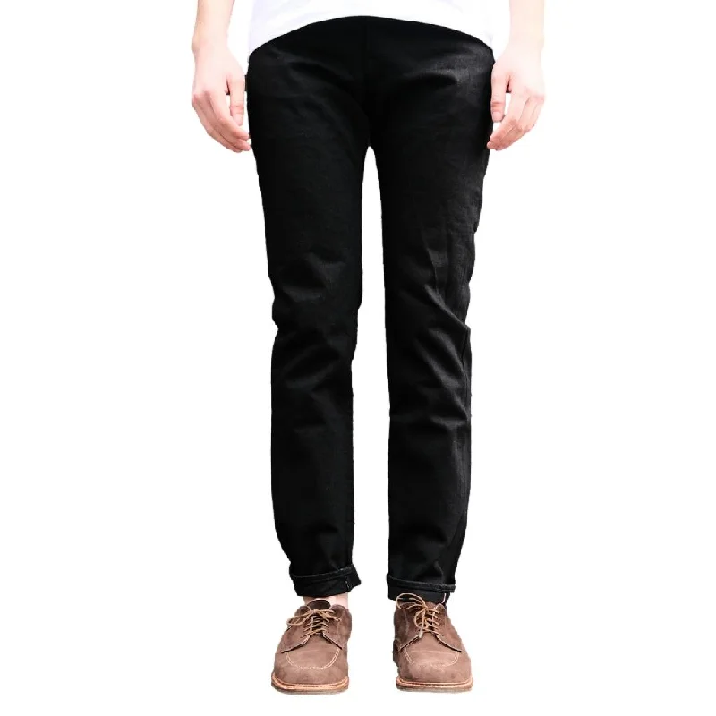 men's casual pants-Momotaro "Classic" Black Selvedge Jeans (Slim Tapered)