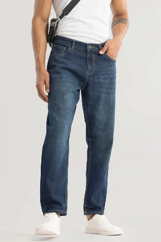 men's adventure trousers-Downtown Indigo Blue Baggy Jeans