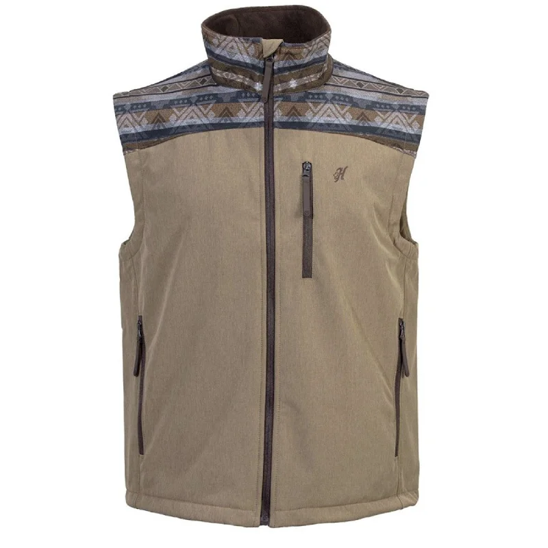 men's premium vests-Hooey Men's Tan & Brown Aztec Vest