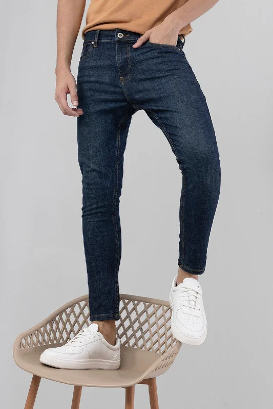 men's straight leg pants-Rijjo Ocean Blue Skinny Jeans