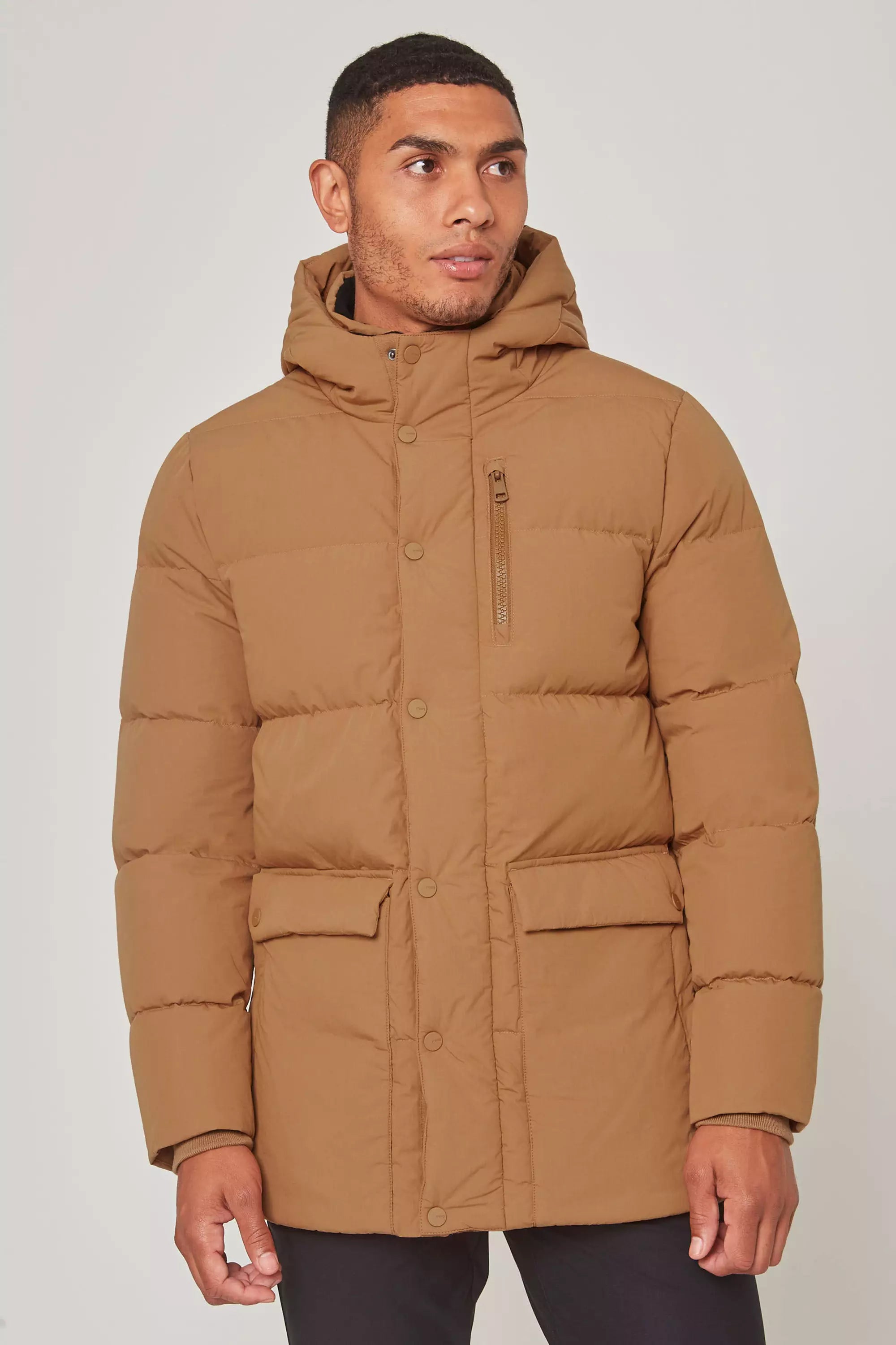 men's zip-up jackets-RDS Down Parka - Dark Camel