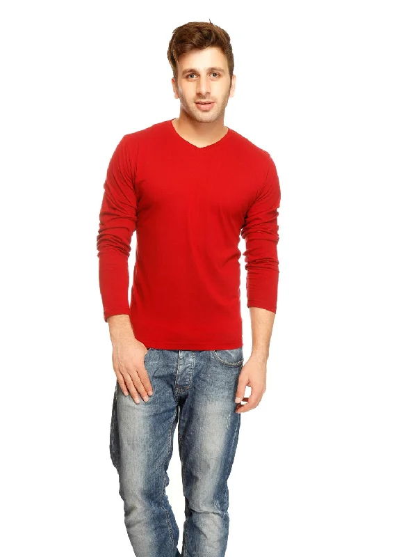 men's custom t-shirts-Maroon V-Neck T-Shirt