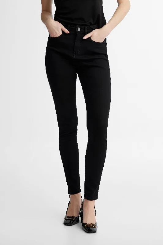 men's tapered jeans-Jeans taille haute coupe ajustée en Lyocell - Femme