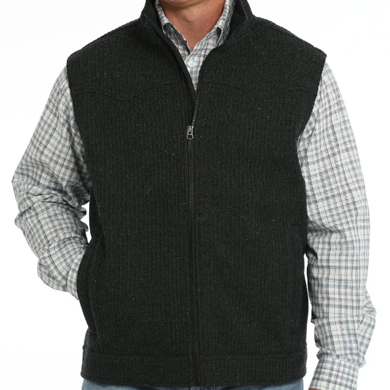 men's warm vests-Cinch Men's Wool Bonded Vest in Black