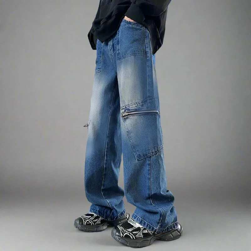 men's fall pants-Authentic Urban Zip Cargo Denim