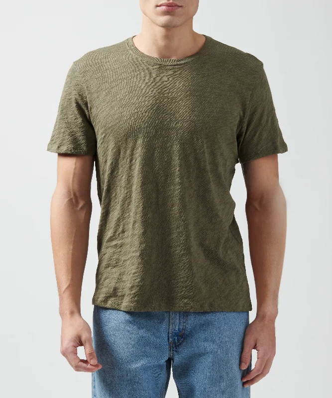 men's recycled t-shirts-Slub Jersey Crew Neck Tee - Army