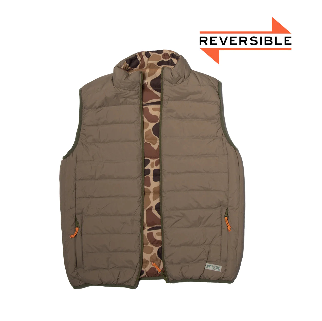 men's cool vests-Field Series Reversible Down Vest (Olive/Camo)