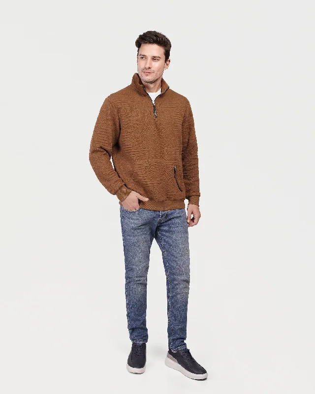 men's lightweight sweaters-Captioned Half Zipper Sweater-25708