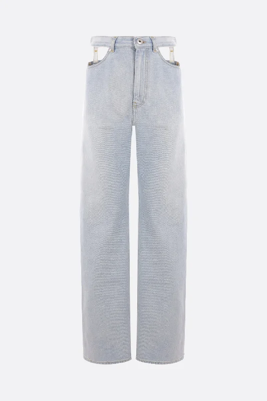 men's high rise pants-wide-leg denim jeans