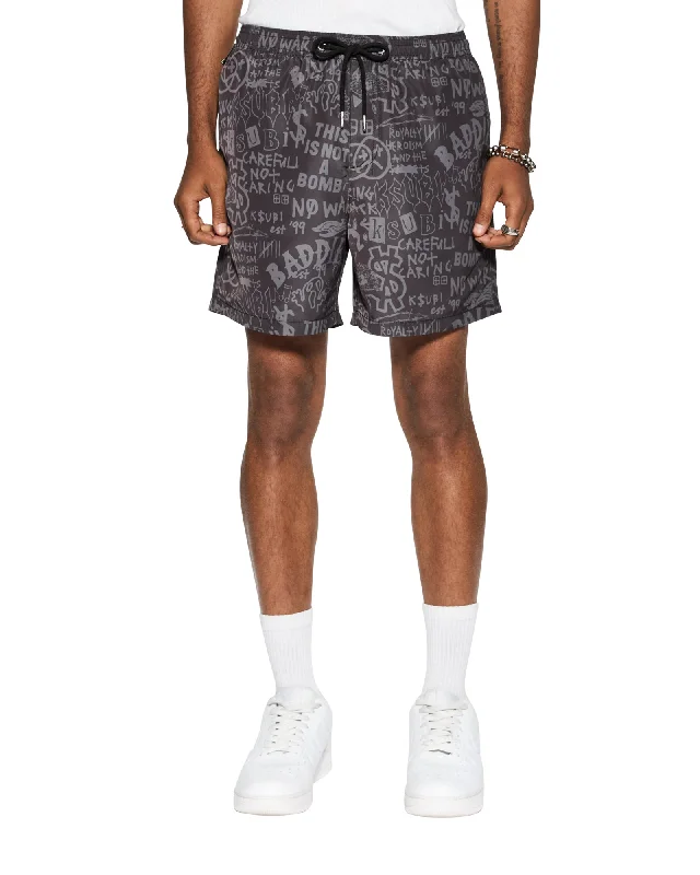 men's stretch shorts-BADDIES BOARDSHORT BLACK