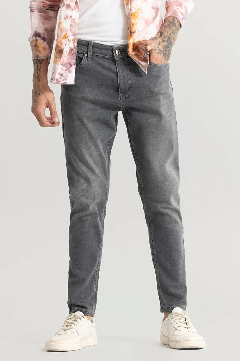 men's formal trousers-Ashen Charcoal Grey Skinny Jeans