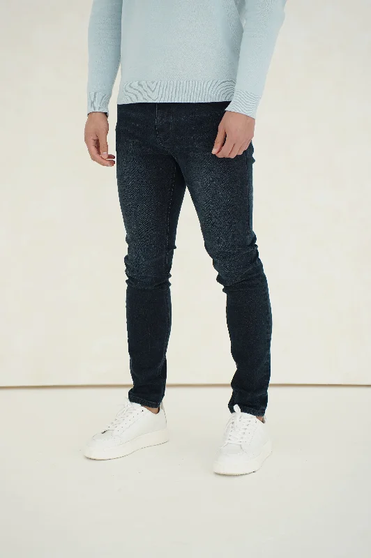 men's slim jeans-Capo Slim Fit Denim Jeans - Dark Blue