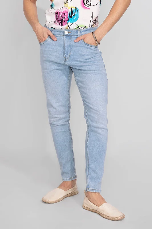 men's elastic waist pants-Theo Sky Blue Jeans