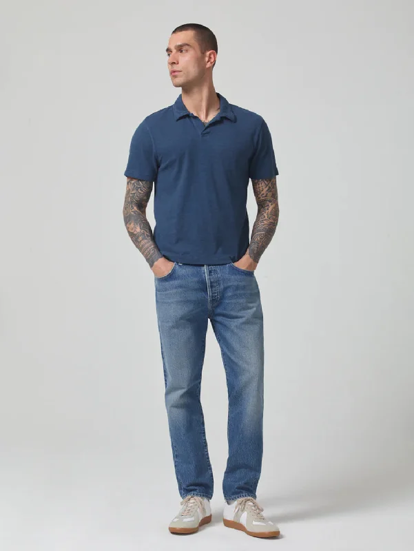 men's sustainable trousers-Finn Relaxed Rise Taper Archive Jean - Clubhouse