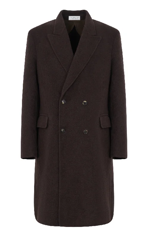 men's vibrant coats-Mcaffrey Coat in Chocolate Double-Face Recycled Cashmere