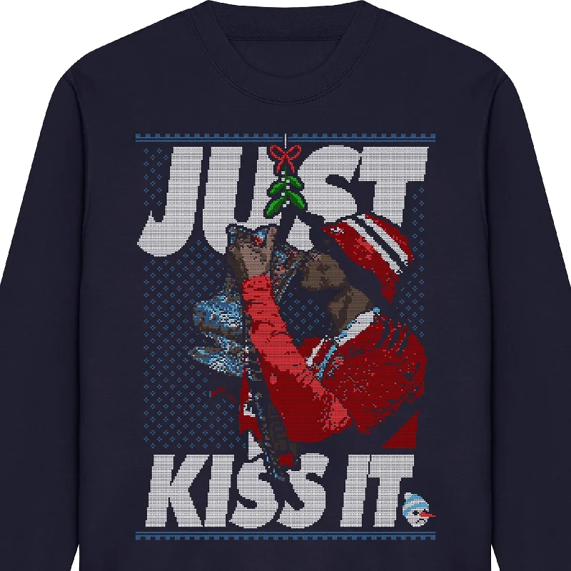 men's comfortable fit sweatshirts-Just Kiss It  |  Xmas Sweatshirt