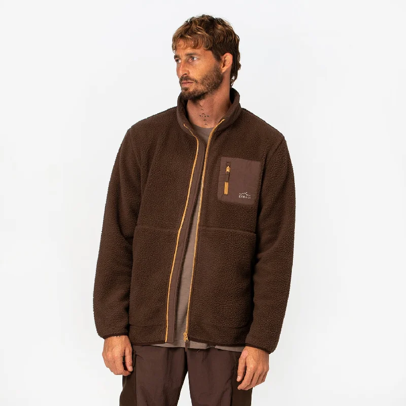 men's budget jackets-Mens Cosy Camp Fleece Ironbark