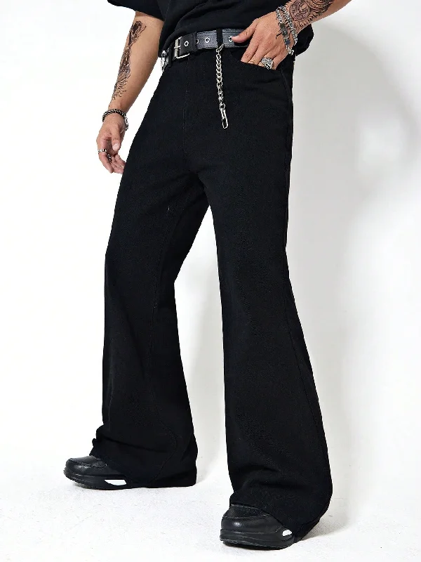 men's ankle pants-Dark Matter Black Bootcut Jeans