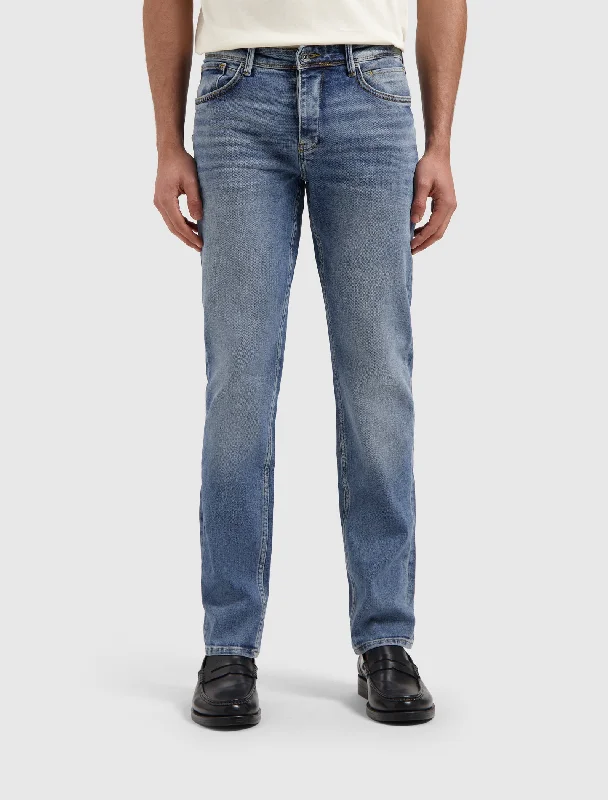 men's travel pants-The Ryan Slim Fit Jeans | Denim Mid Blue