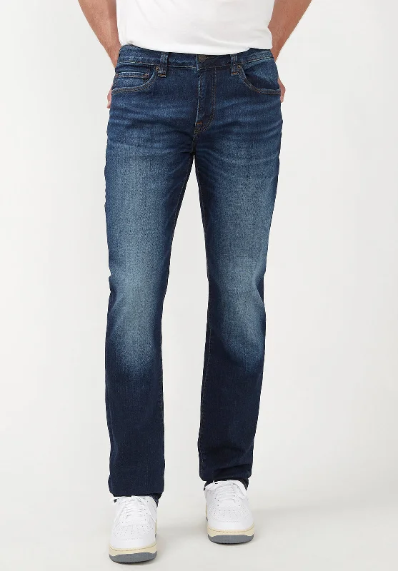 men's straight leg pants-Slim Ash Men's Jeans in Mid Blue - BM22633