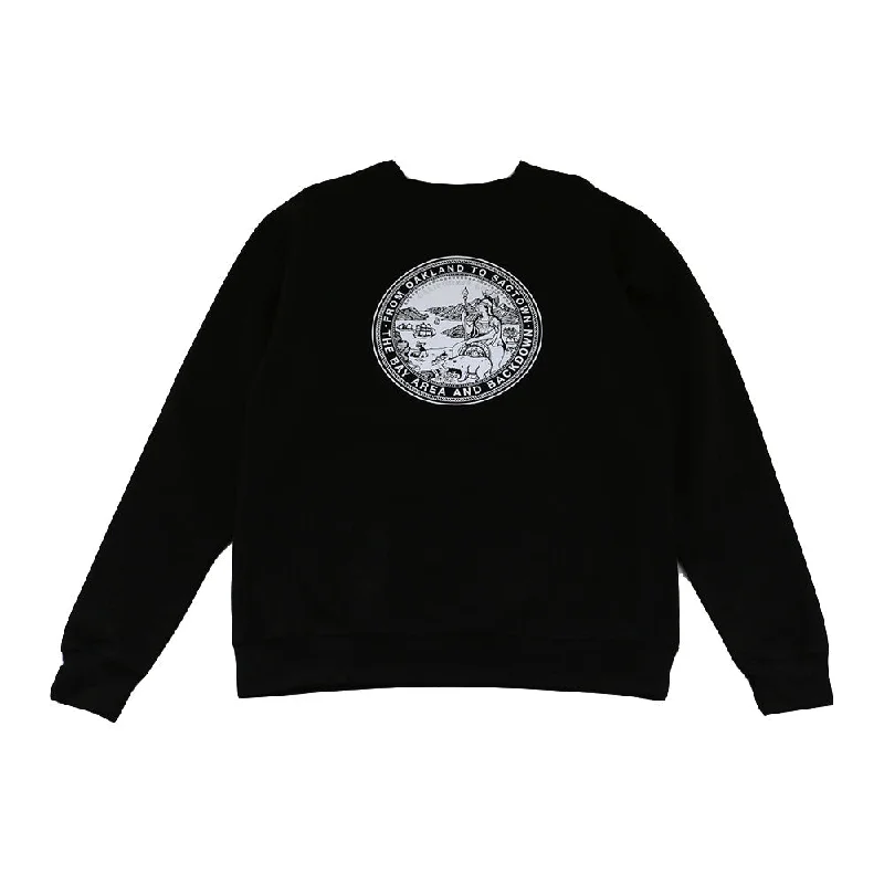 men's gym sweatshirts-Mens Cali State Seal Crewneck Sweatshirt Black