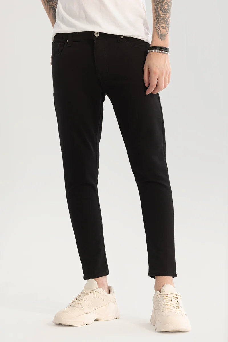 men's cargo pants-Black Plain Skinny Fit Jeans