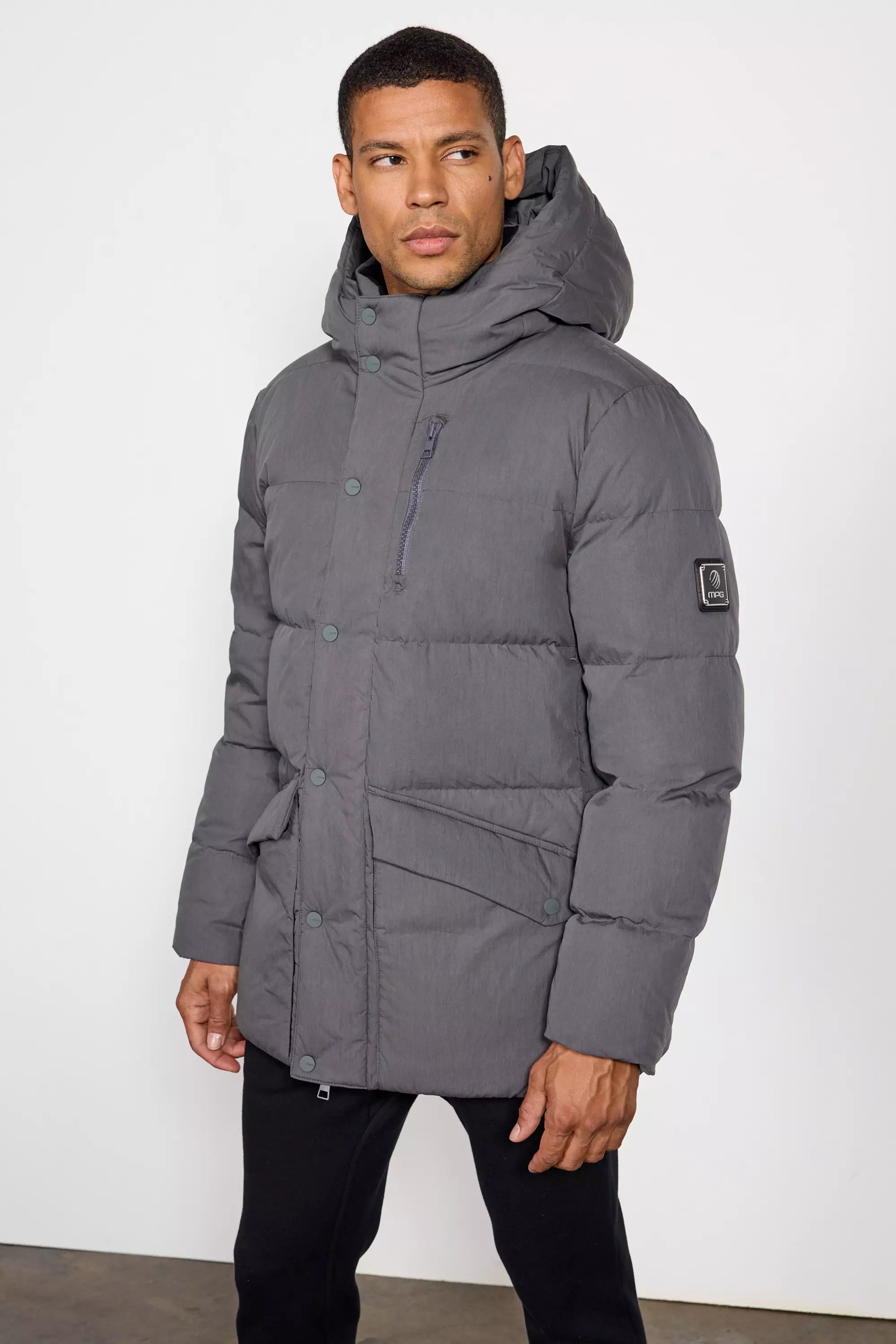 men's regular fit jackets-RDS Down Cargo Parka - Asphalt