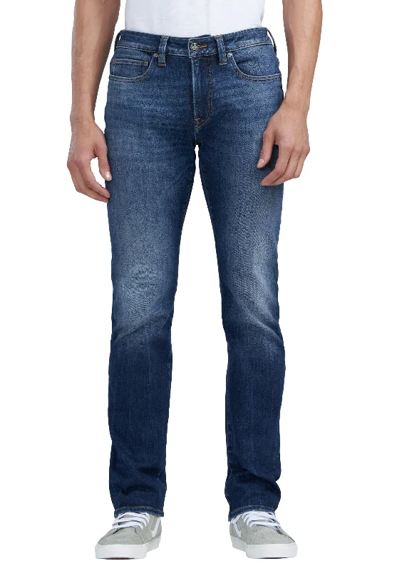 men's relaxed fit pants-Straight Six Men's Jeans in Veined and Crinkled Indigo - BM22828