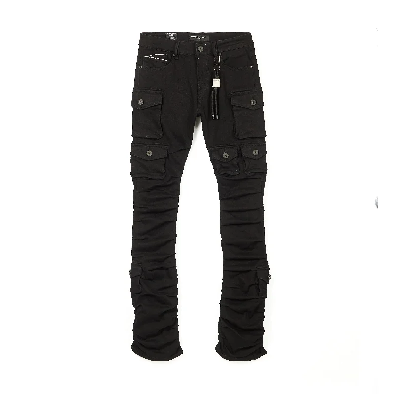 men's ankle pants-Cult's Hipster Nomad Cargo Jeans in Double Black