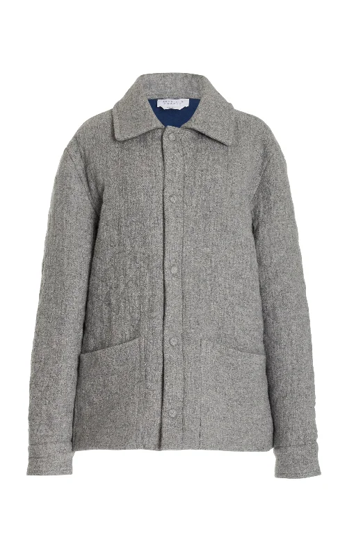 men's zip-up jackets-Skye Paddock Jacket in Light Grey Melange Cashmere Linen