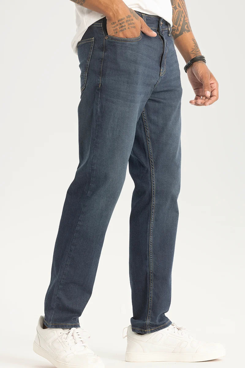 men's winter trousers-Blue Comfort Fit Jeans