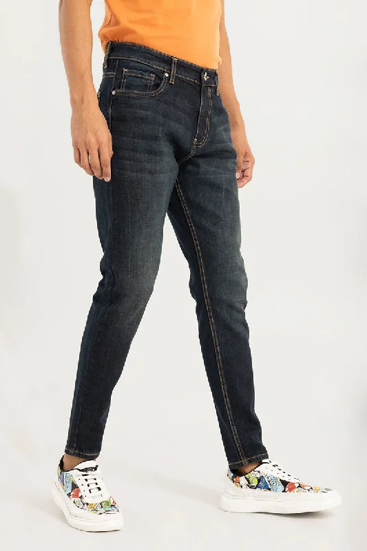 men's work pants-Serene Dark Blue Skinny Jeans