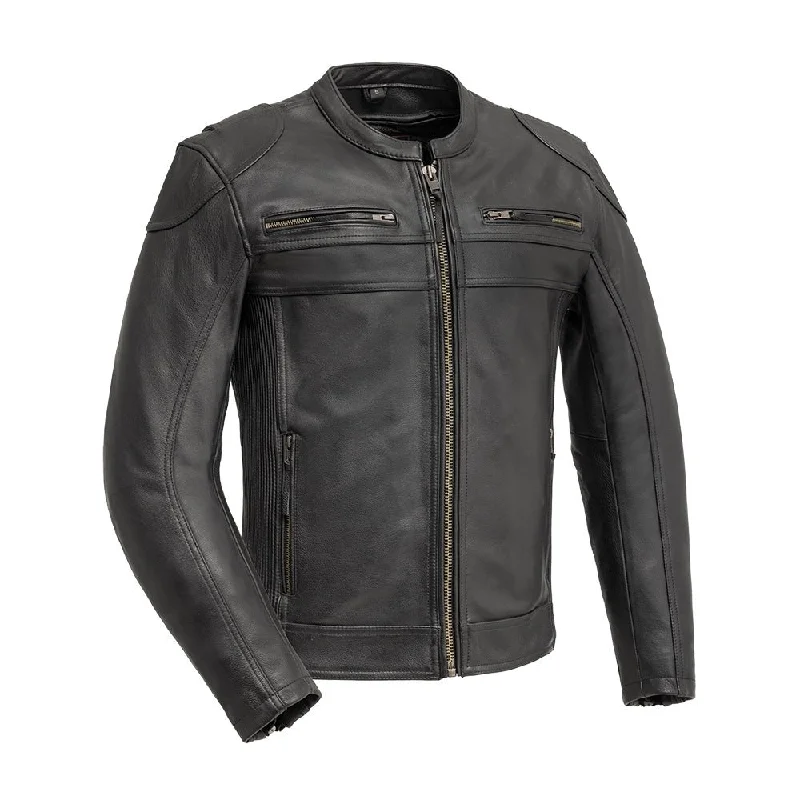 men's down jackets-Nemesis Men's Motorcycle Leather Jacket