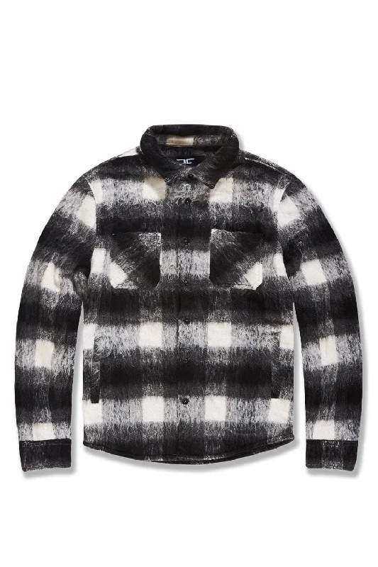 men's neutral shirts-Big Men's Vandal Flannel Shacket (Black)