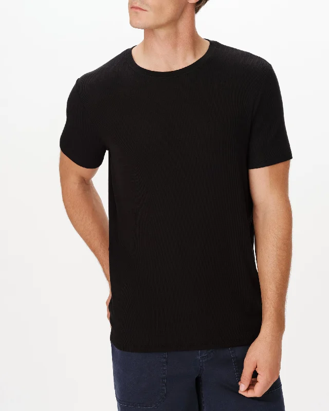 men's urban t-shirts-Modal Rib Oversized Short Sleeve Crew Neck Tee - Black