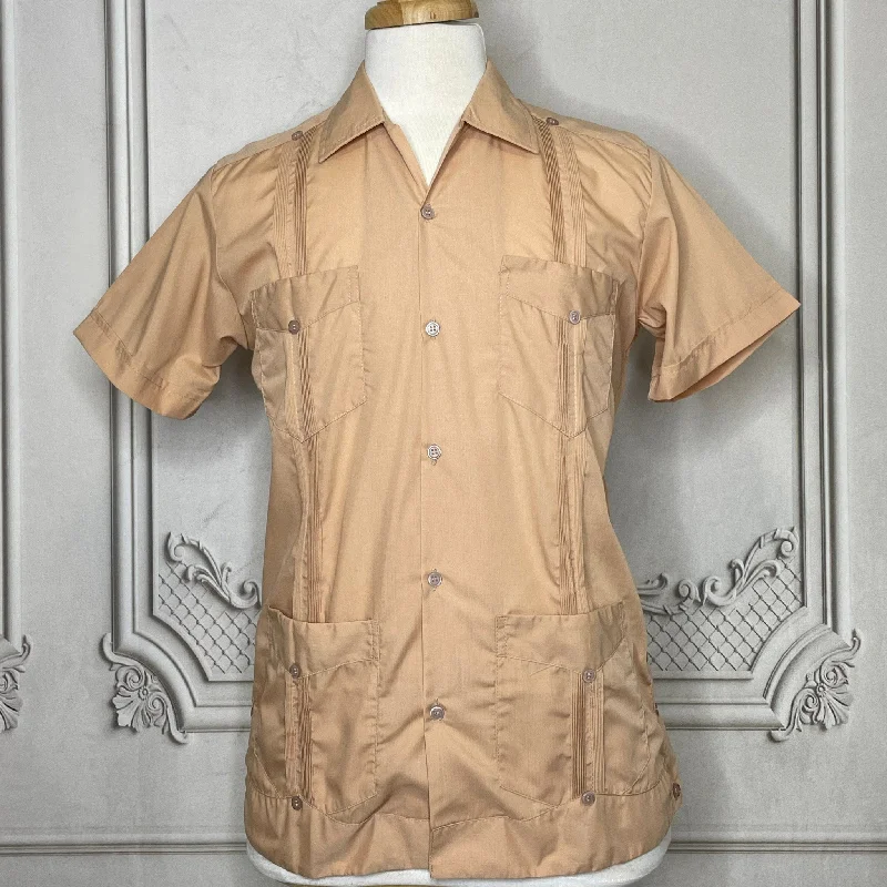 men's cycling shirts-Men's Short Sleeve Guayabera 4 Pocket - Burnt Orange