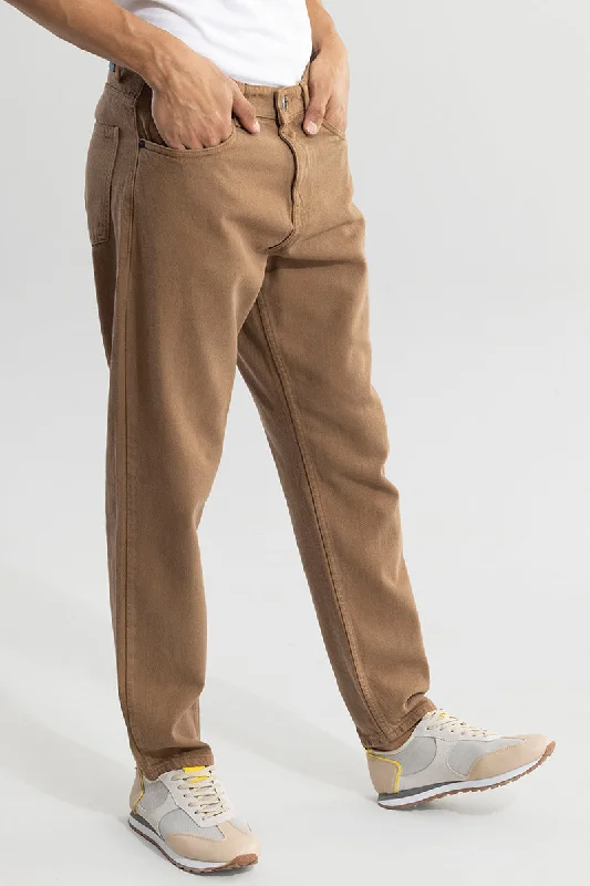 men's running pants-Riotous Brown Baggy Fit Jeans