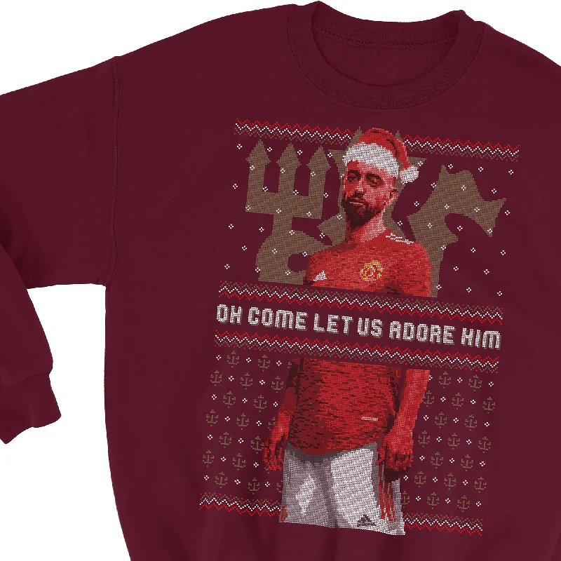 men's thermal sweatshirts-Oh Come Let Us Adore Him Xmas Sweatshirt