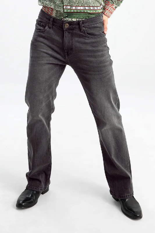 men's activewear pants-OldSkool Ash Grey Bootcut Denim