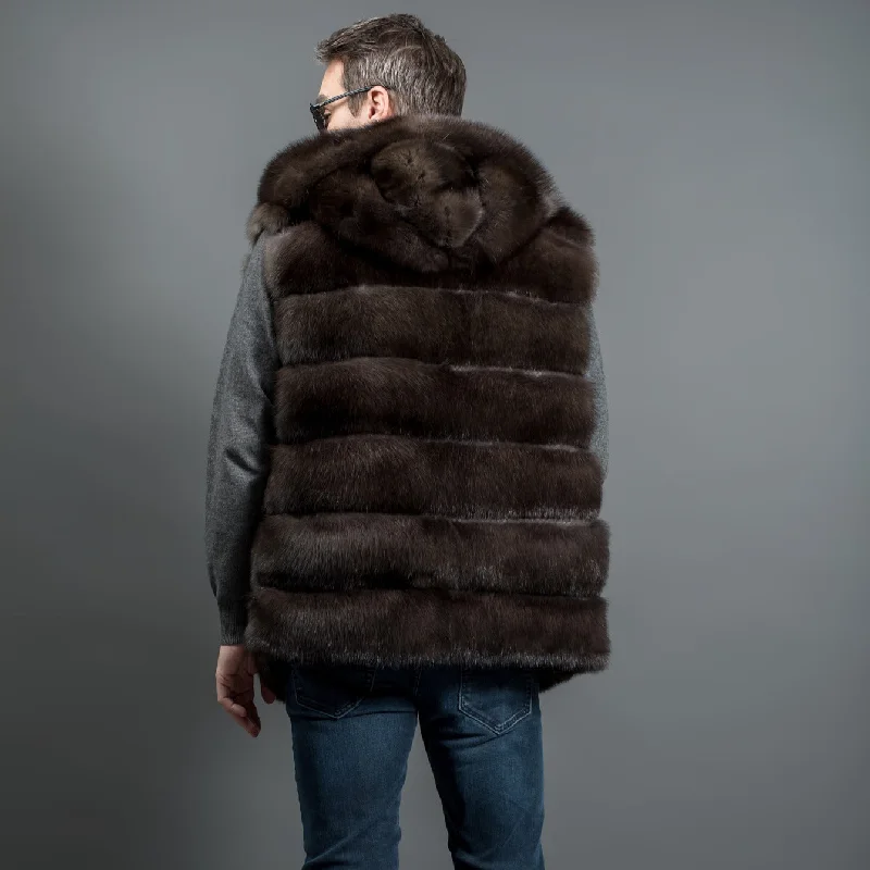 men's bold jackets-Sable fur vest for men