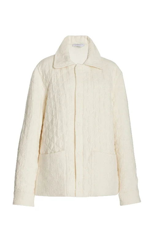 men's collarless jackets-Skye Paddock Jacket in Ivory Cashmere Linen