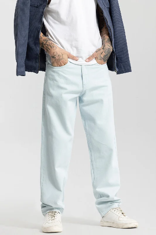 men's fashion trousers-Daystar Ice Blue Baggy Fit Jeans