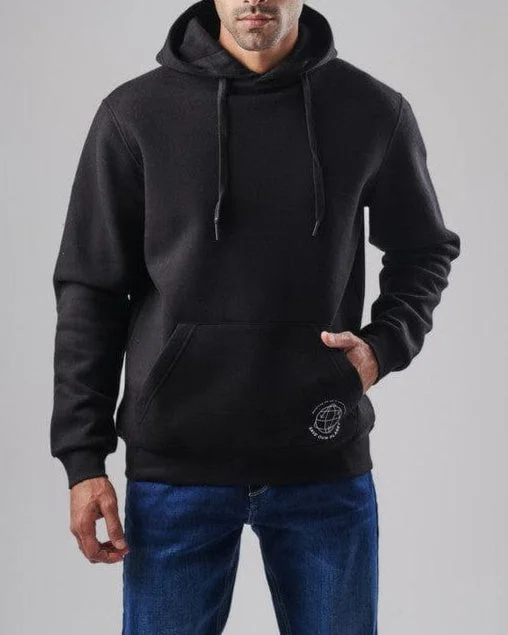 men's luxury sweatshirts-Contrast Print Hoodie  - BLACK