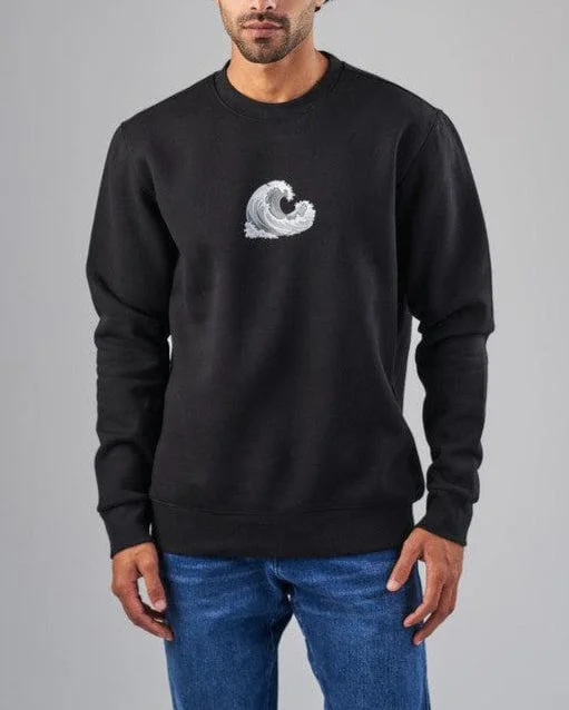 men's printed sweatshirts-Printed Round Neck Sweatshirt    -  BLACK