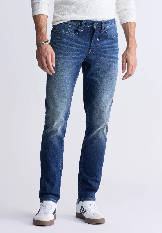 men's bootcut jeans-Slim Straight Evan-X Men's Jeans in Classic Blue BPMD12633EW