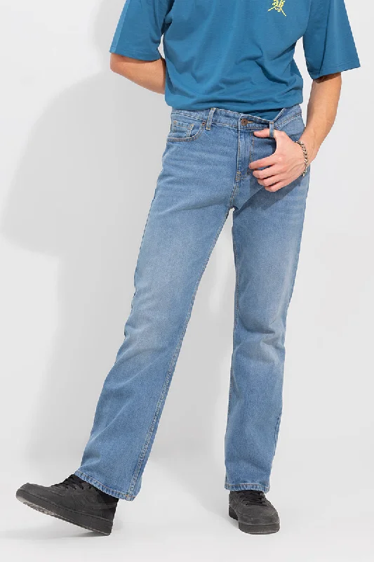 men's trendy trousers-Epoch Sky Blue Bootcut Jeans